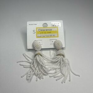 SUGARFIX by BaubleBar White Beaded Tassel Earrings